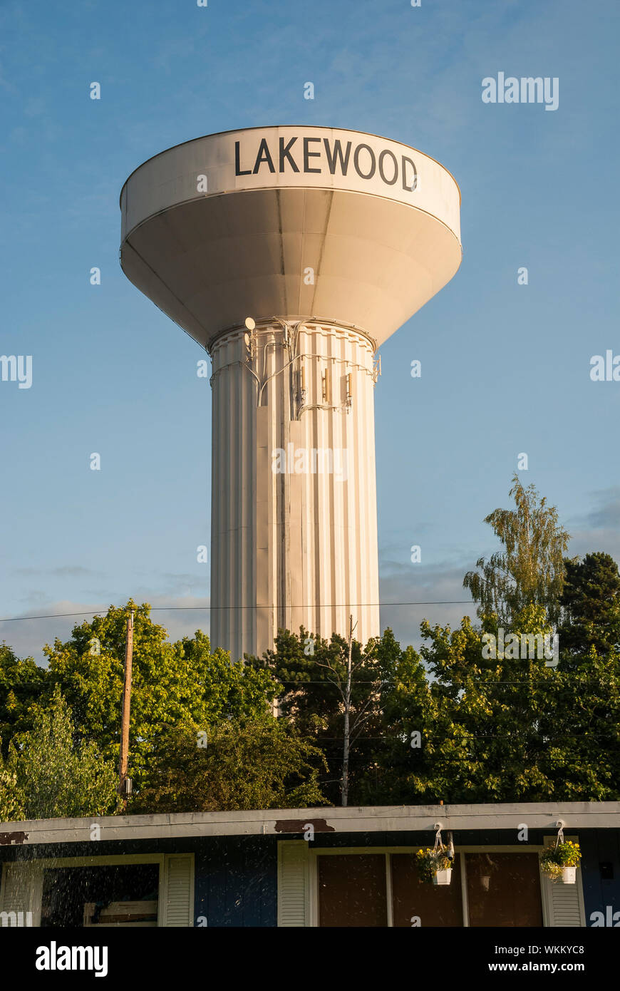 The City of Lakewood Water Tower, Lakewood, WA. This view the shows
