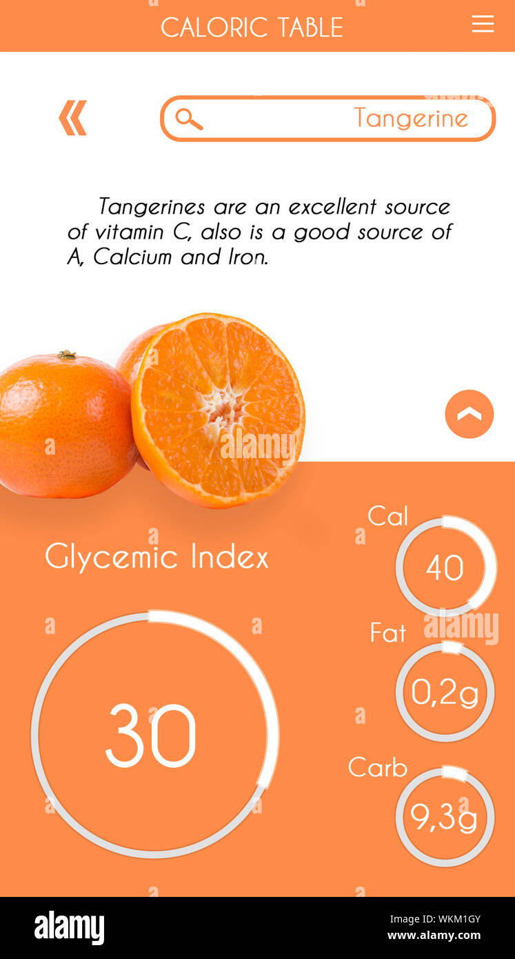 Glycemic index application for smartphone screen Stock Photo