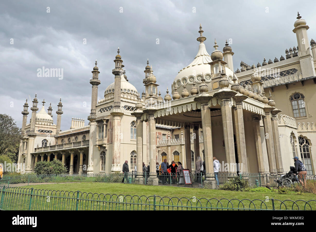 Brighton Royal Pavilion visitors outside the entrance to the building in summer August 2019 England UK  KATHY DEWITT Stock Photo