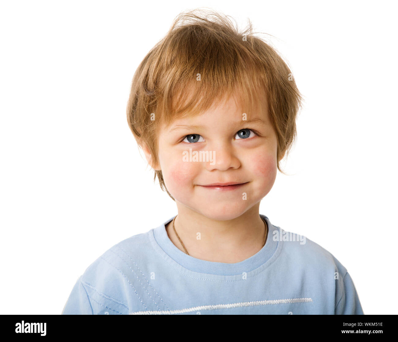Happy Boy looking up laughing isolated on white Stock Photo Alamy
