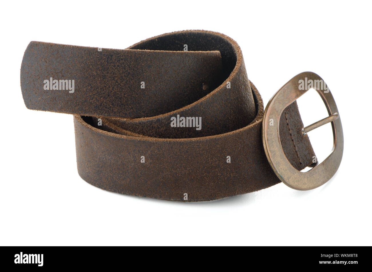 Leather belt isolated on white background Stock Photo - Alamy