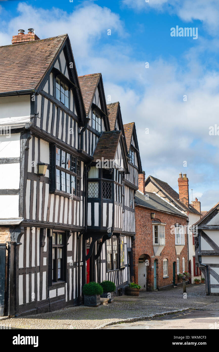 Timber framed period buildings along church lane, Ledbury Herefordshire. England Stock Photo