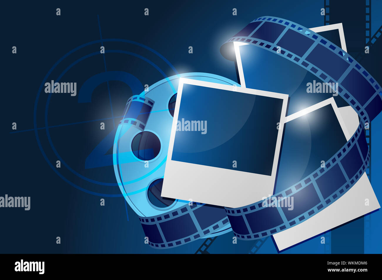 illustration of reel with picture on abstract background Stock Photo ...