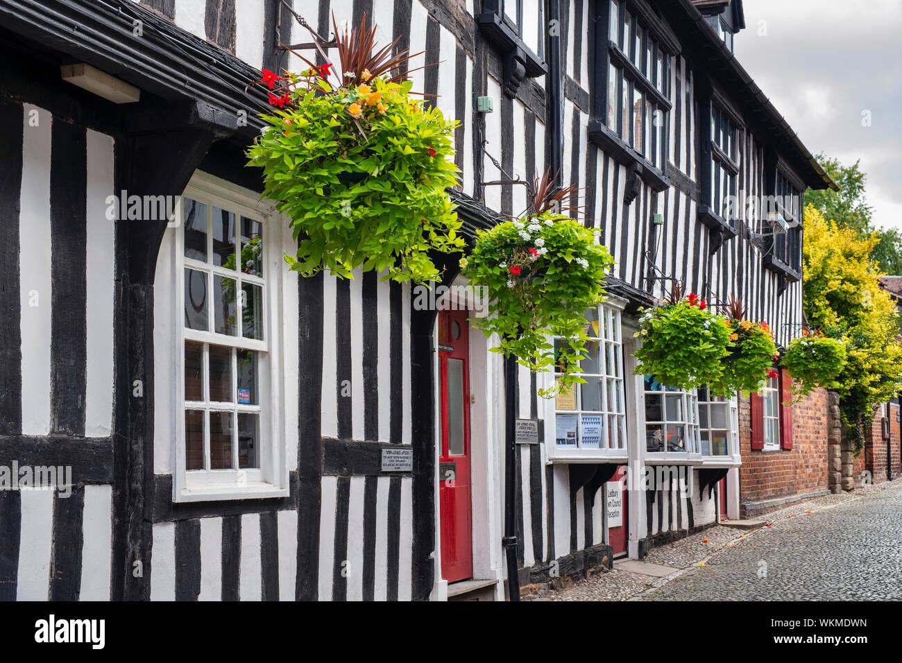 Ledbury town council offices. Timber framed period buildings along church lane, Ledbury, Herefordshire, England Stock Photo