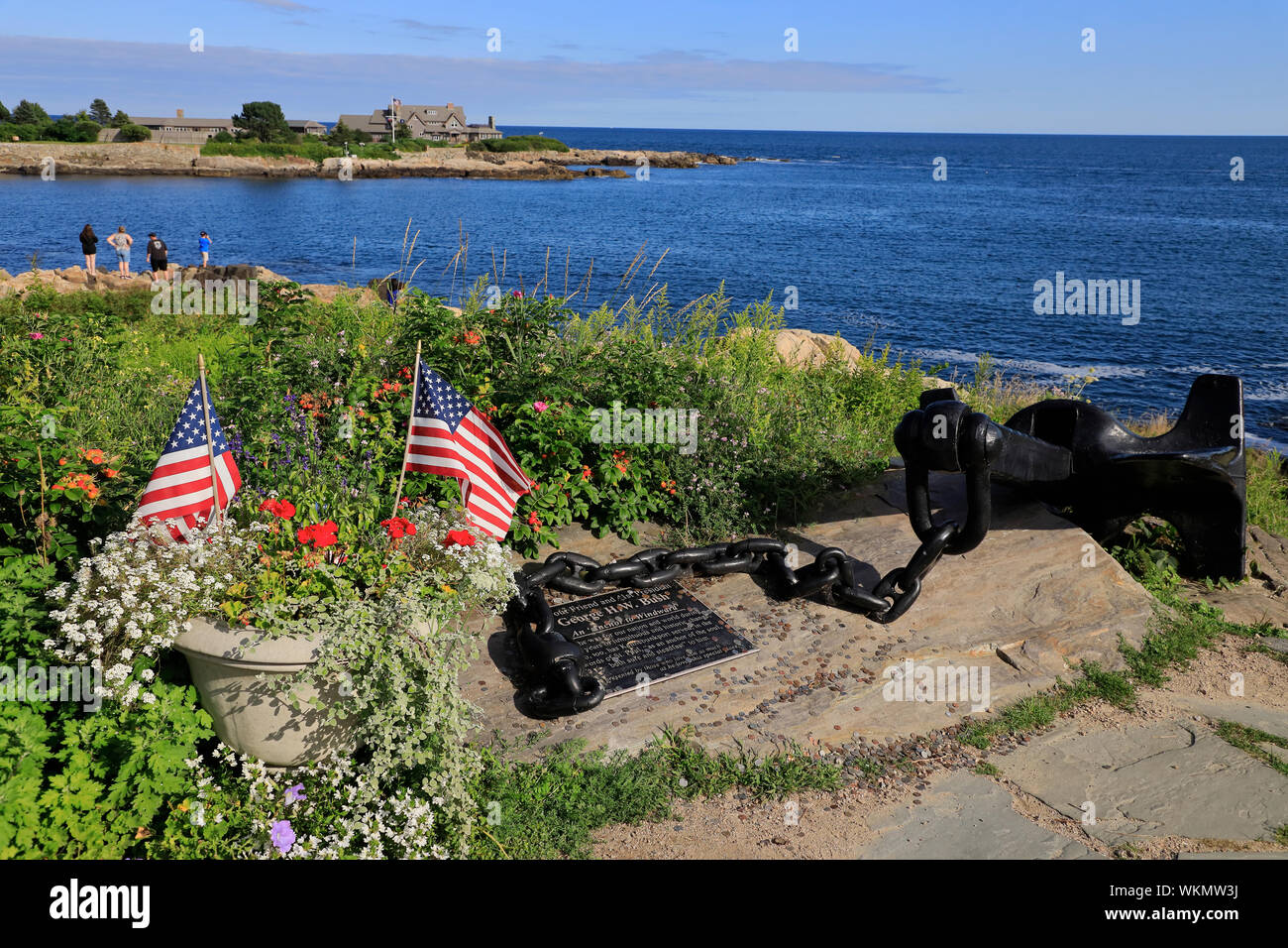 H.W Bush's memorial and American flags with Bush Compound aka
