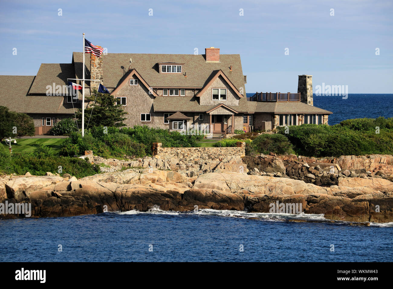 The large central house of Bush Compound aka the Summer White House in Walker's Point.Kennebunkport.Maine.USA Stock Photo