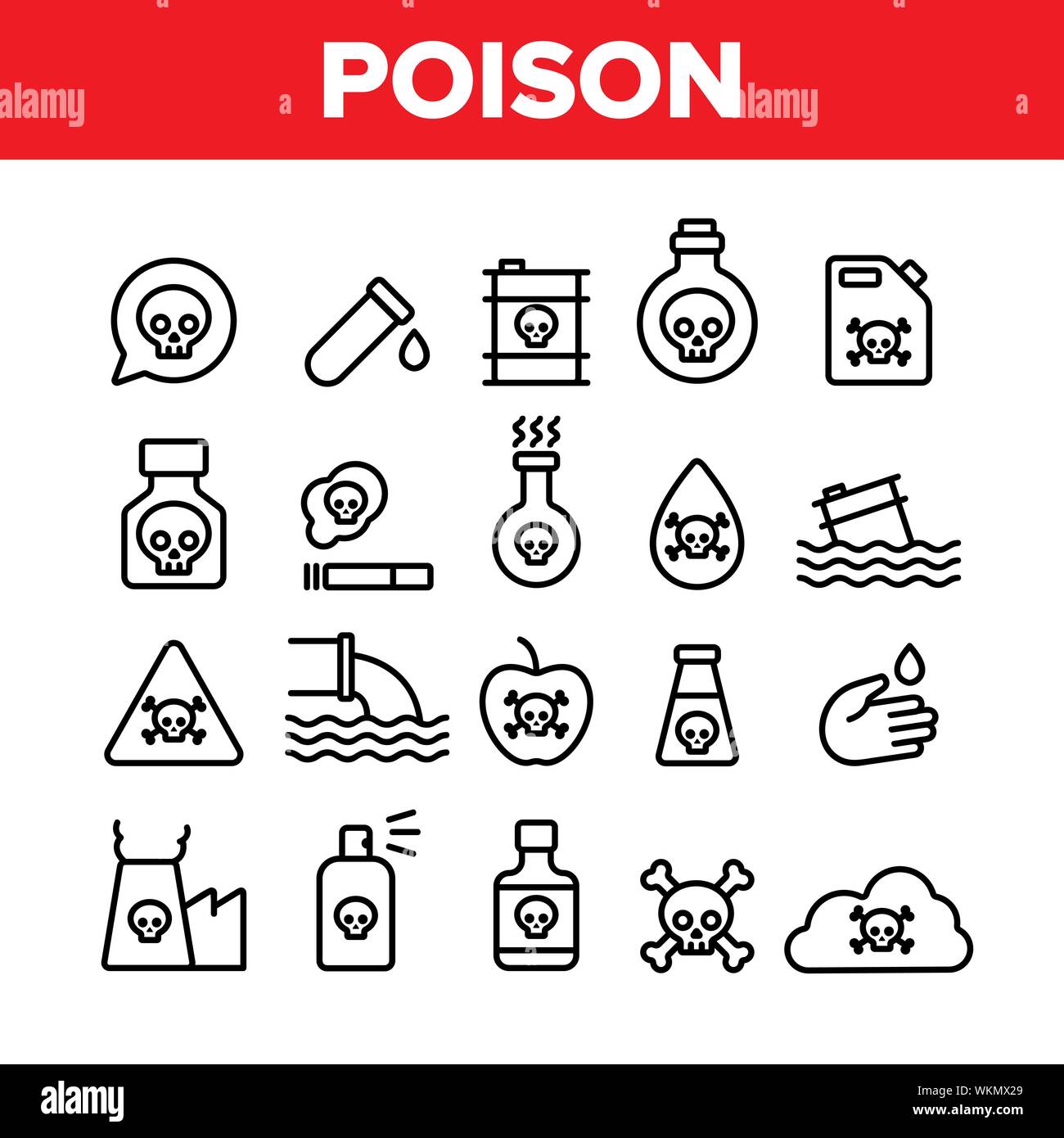 Collection Chemical Toxic Poison Vector Icons Set Stock Vector Image ...