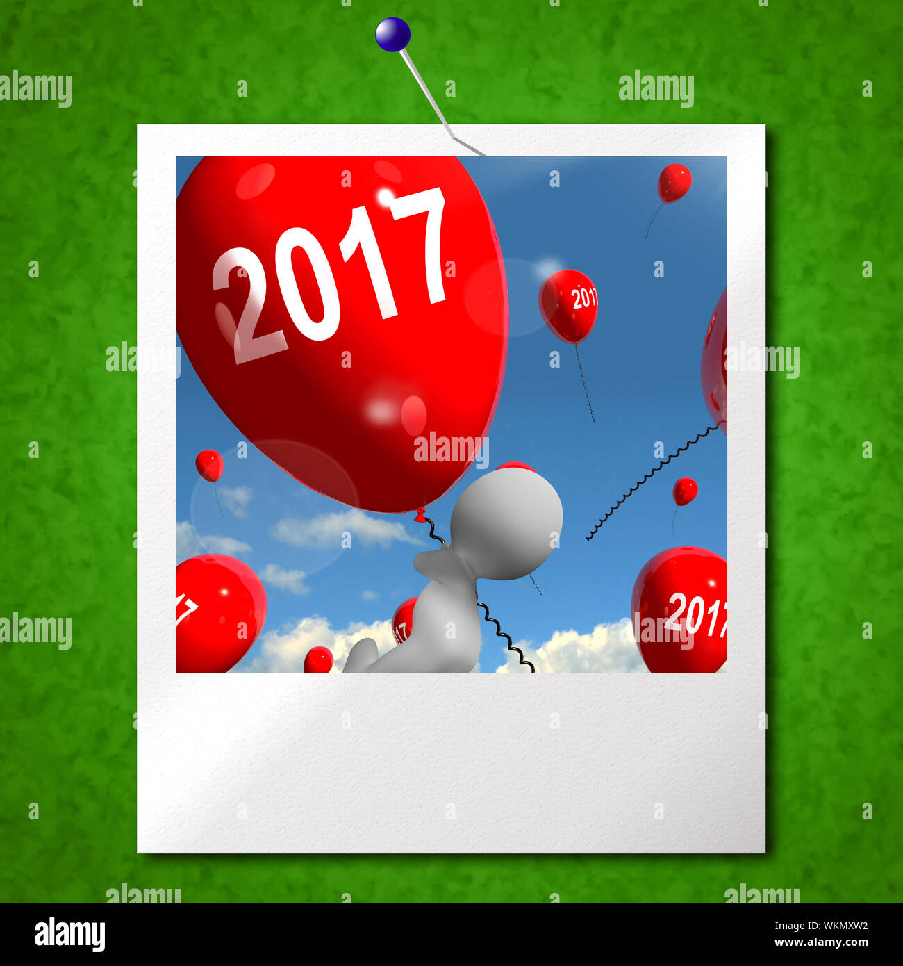 Two thousand seventeen on balloons photo showing year 2017 stock photo