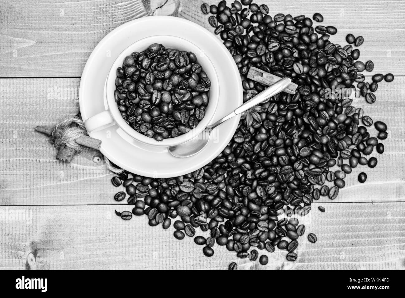 Caffeine concept. Inspiration and energy charge. Cup full coffee brown