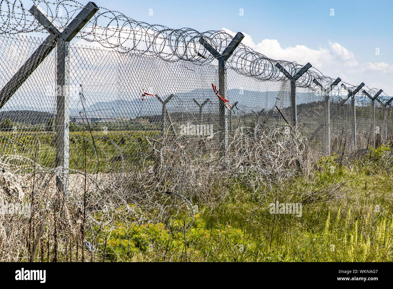 Greece, border to North Macedonia, border fence at Idomeni Stock Photo