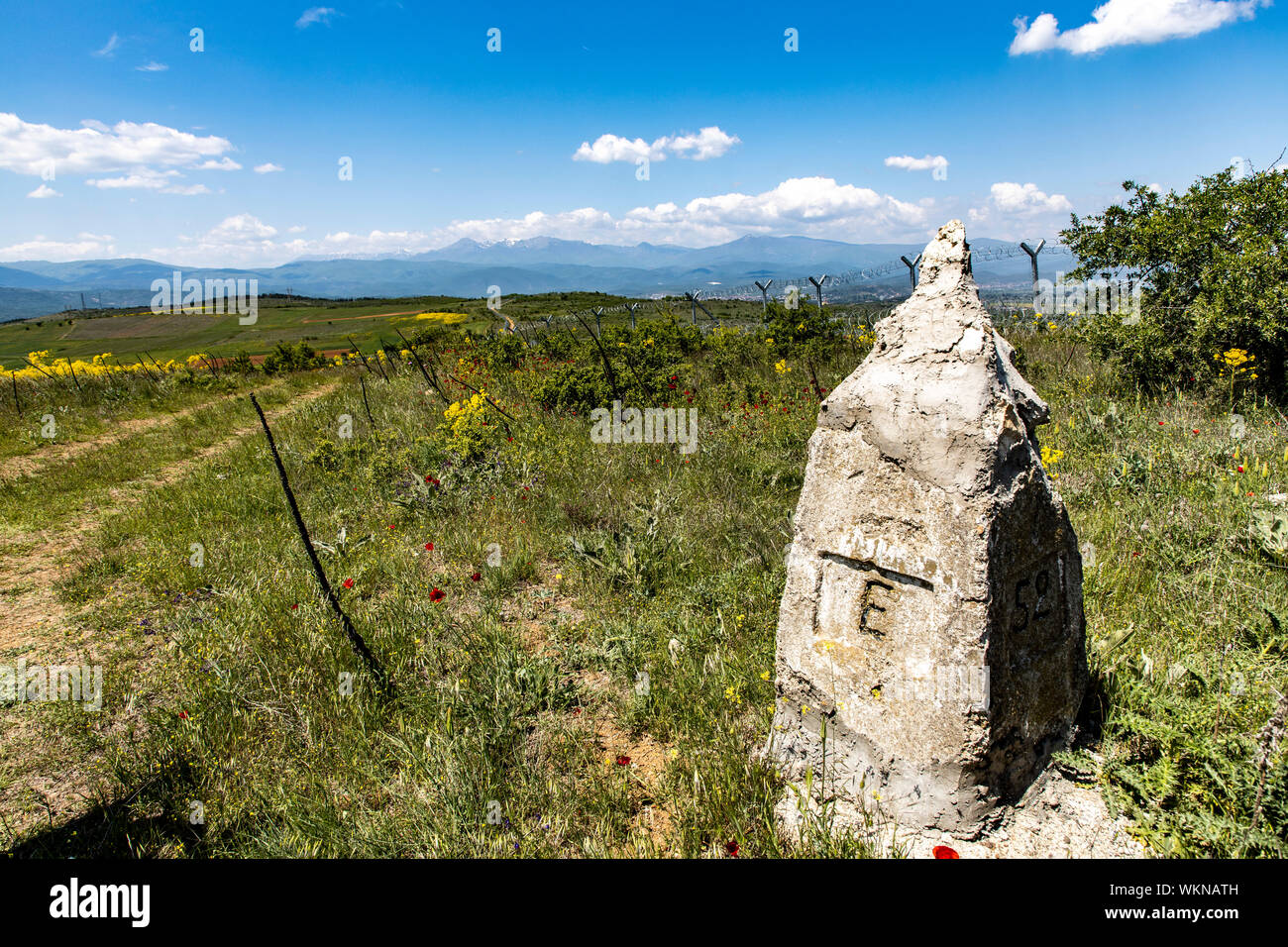 Greece, border with North Macedonia, section at boundary stone 52 Stock Photo Alamy