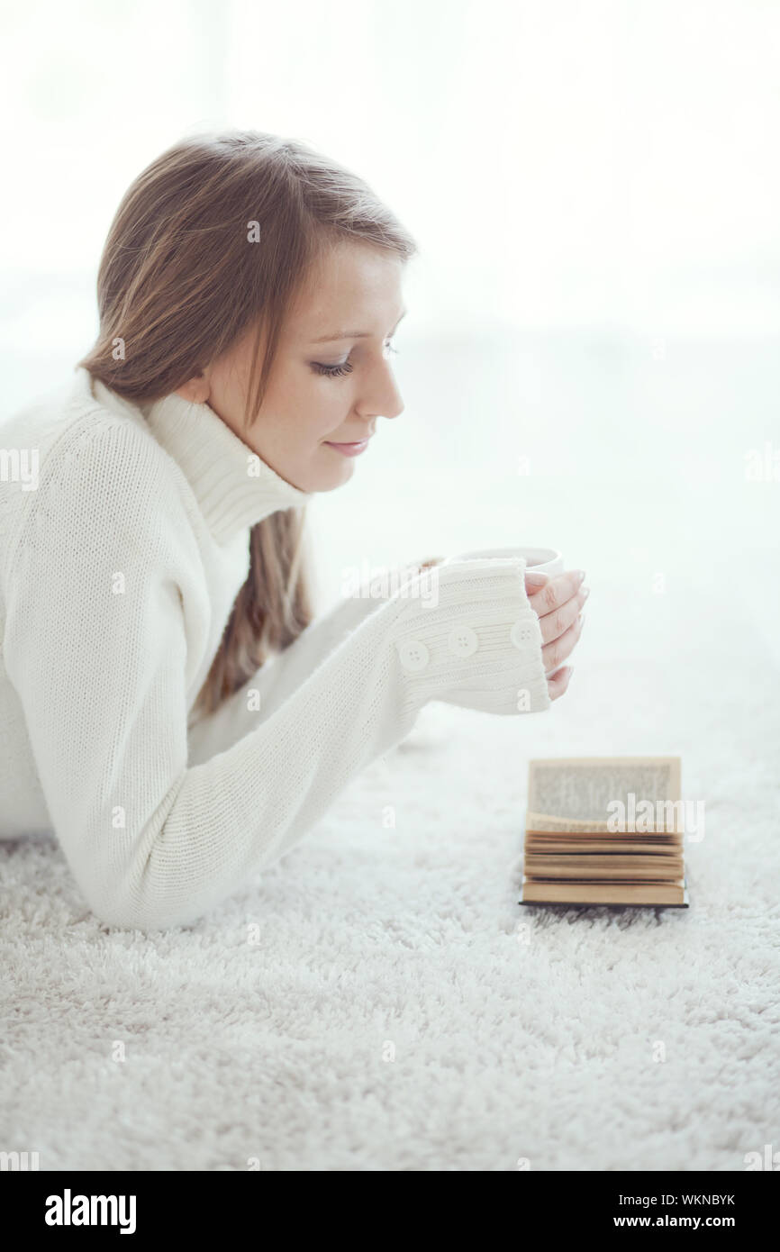 Girl reading book Stock Photo