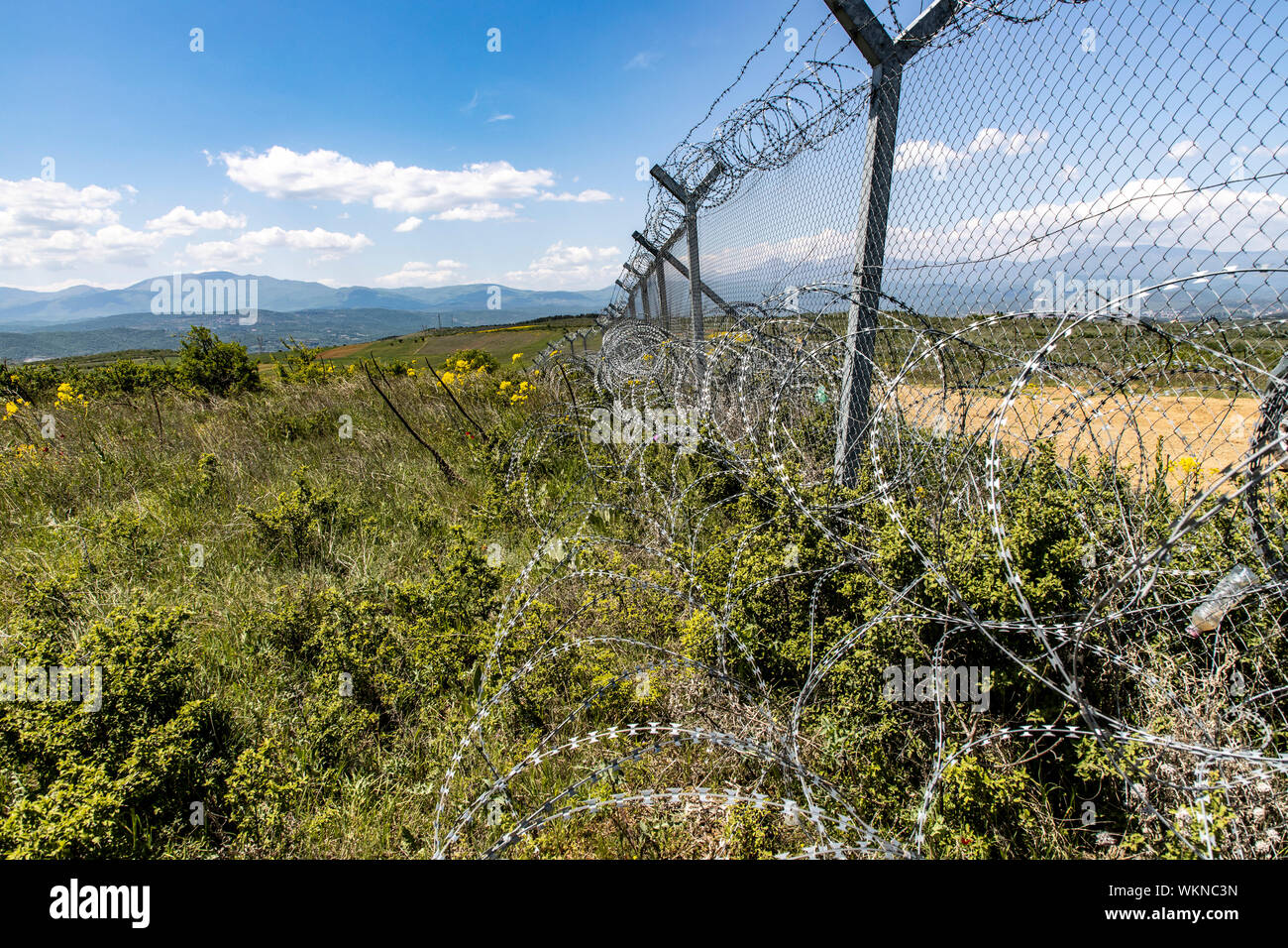 Greece, border with North Macedonia, section at boundary stone 52 Stock Photo Alamy