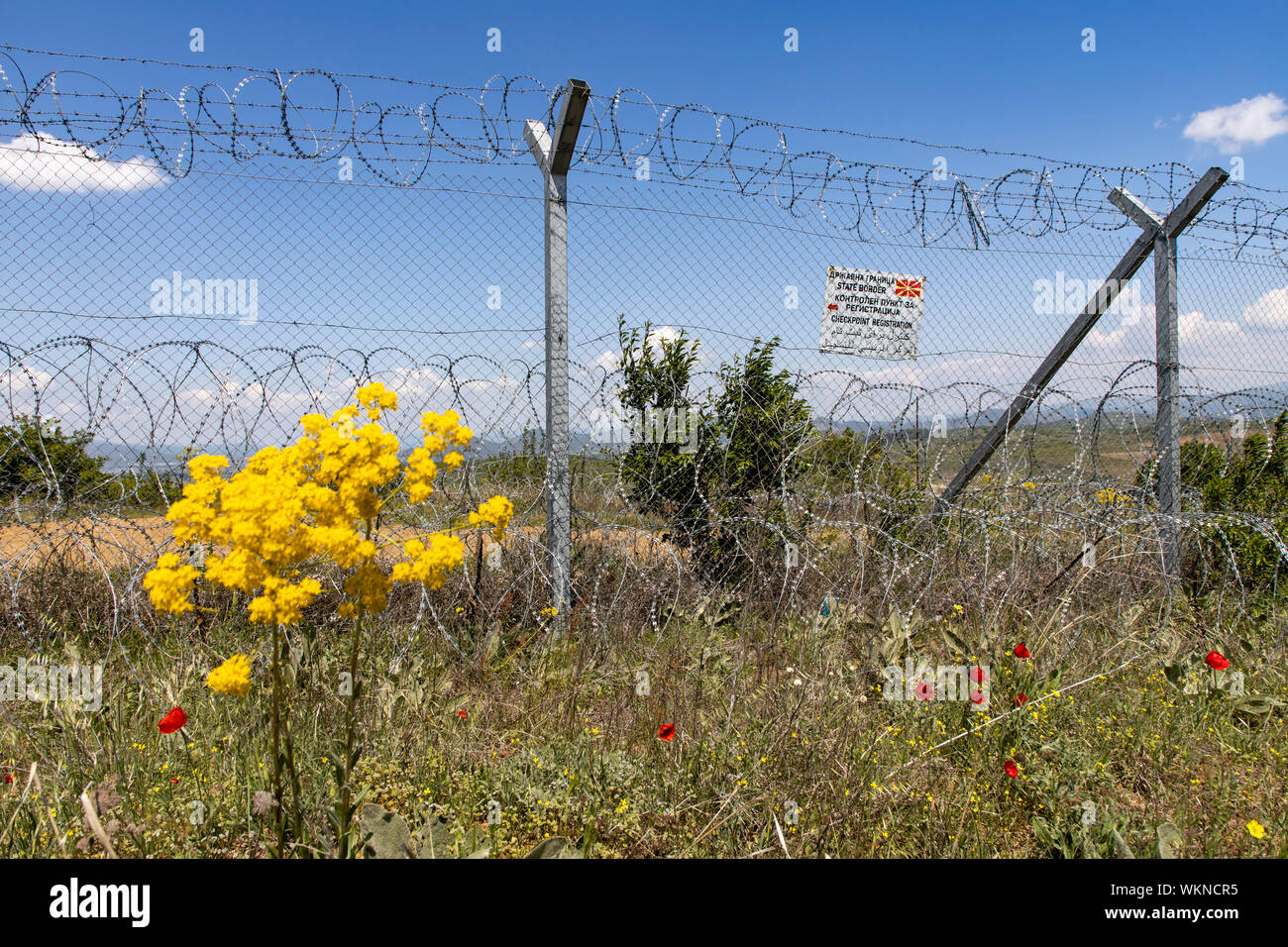 Greece, border with North Macedonia, section at boundary stone 52 Stock