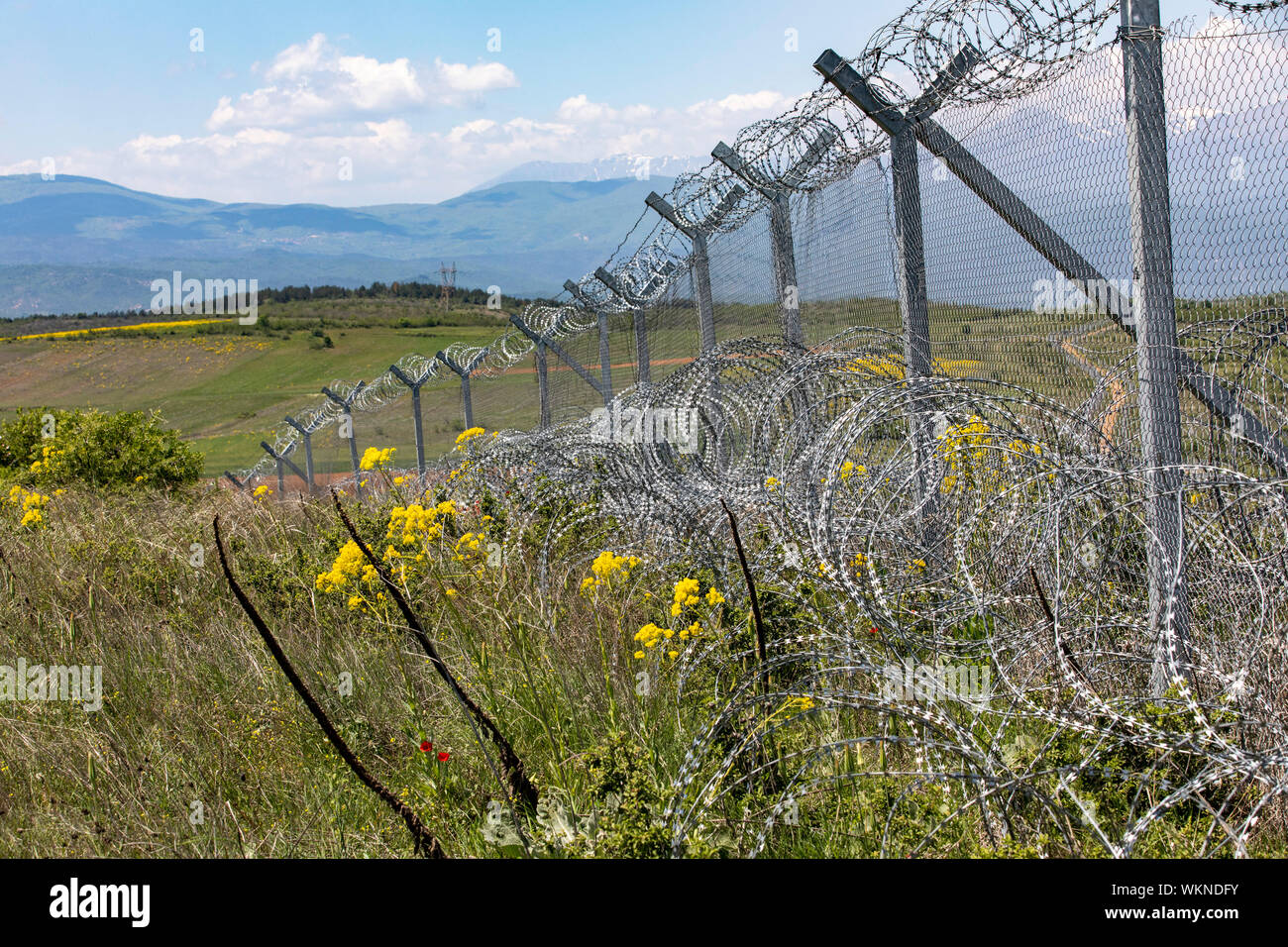 Greece, border with North Macedonia, section at boundary stone 52 Stock