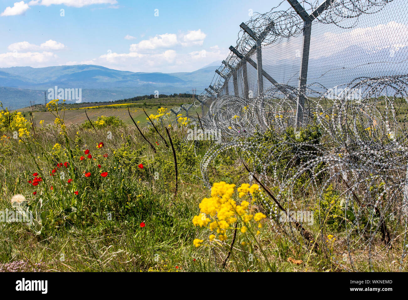 Greece, border with North Macedonia, section at boundary stone 52 Stock