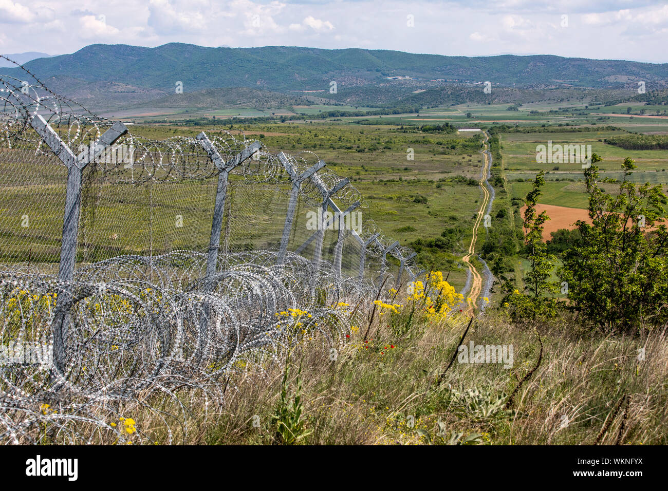 Greece, border with North Macedonia, section at boundary stone 52 Stock
