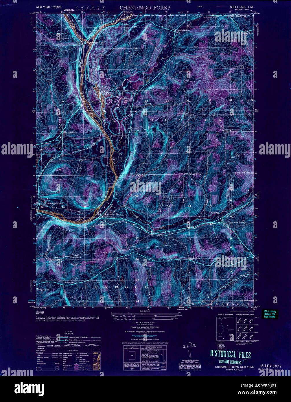 New York NY Chenango Forks 122953 1950 25000 Inverted Restoration Stock