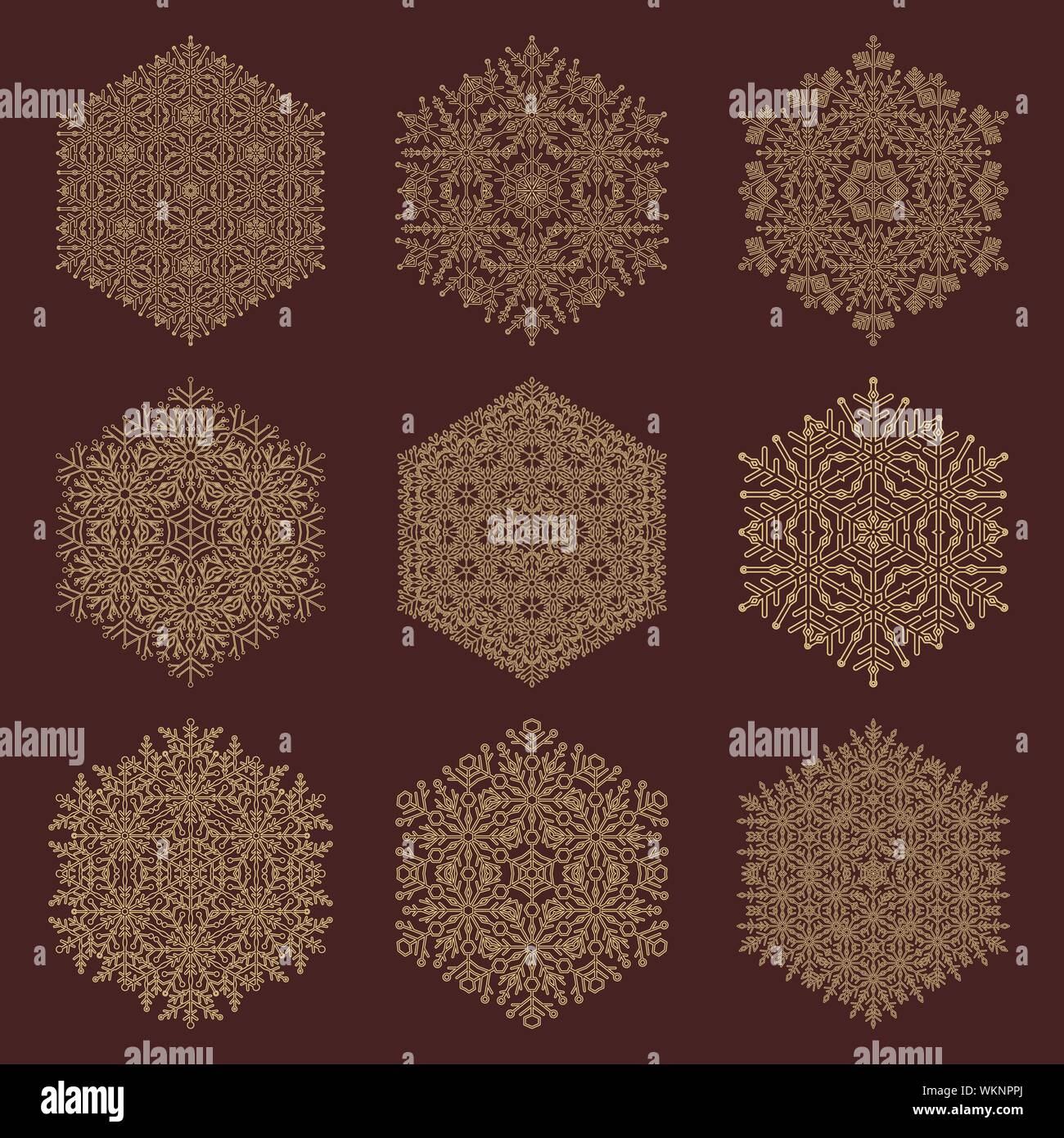 Set of Vector Snowflakes Stock Vector