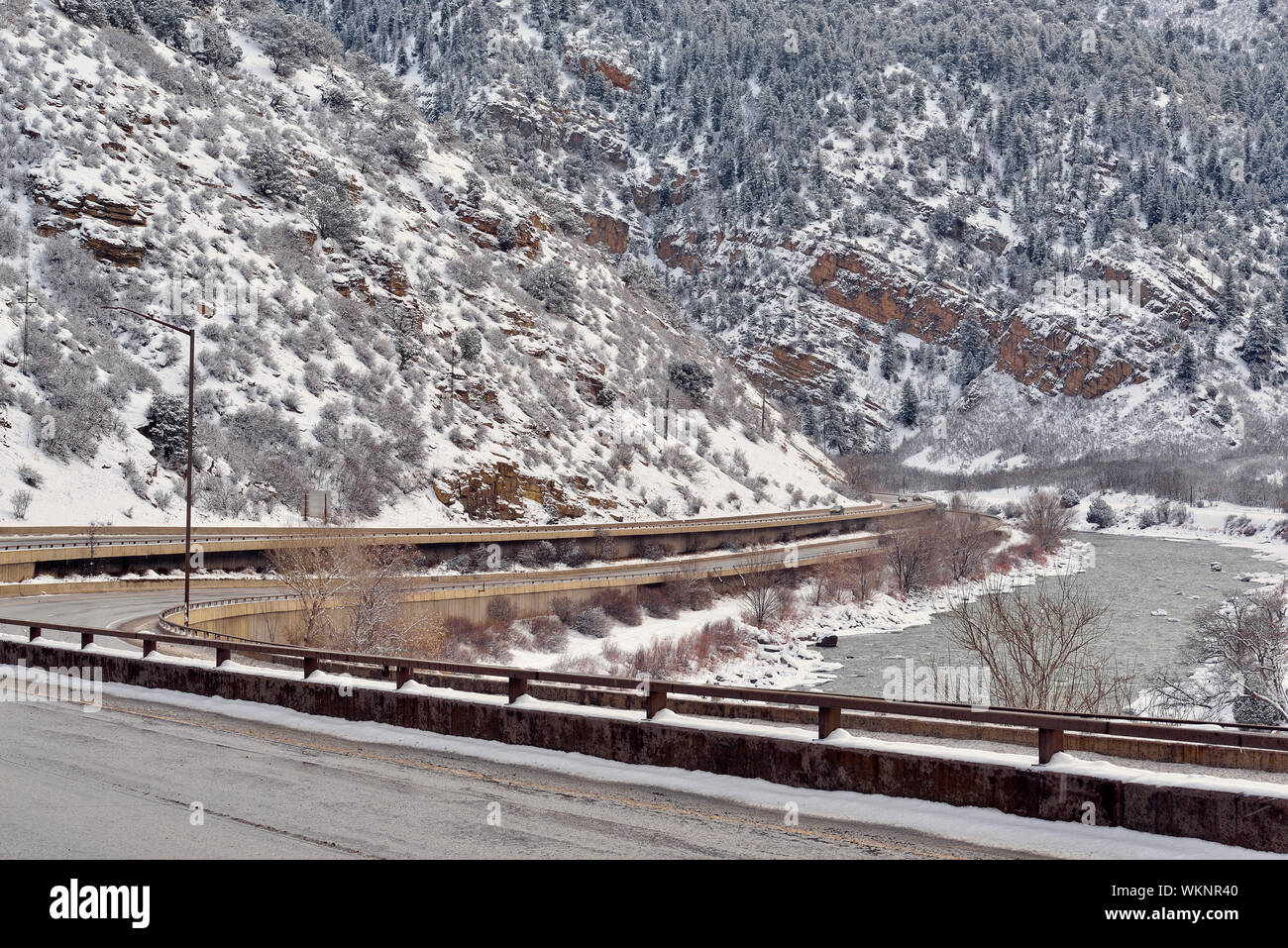 I 70 and the Colorado River, Interstate 70 , Colorado, USA Stock Photo