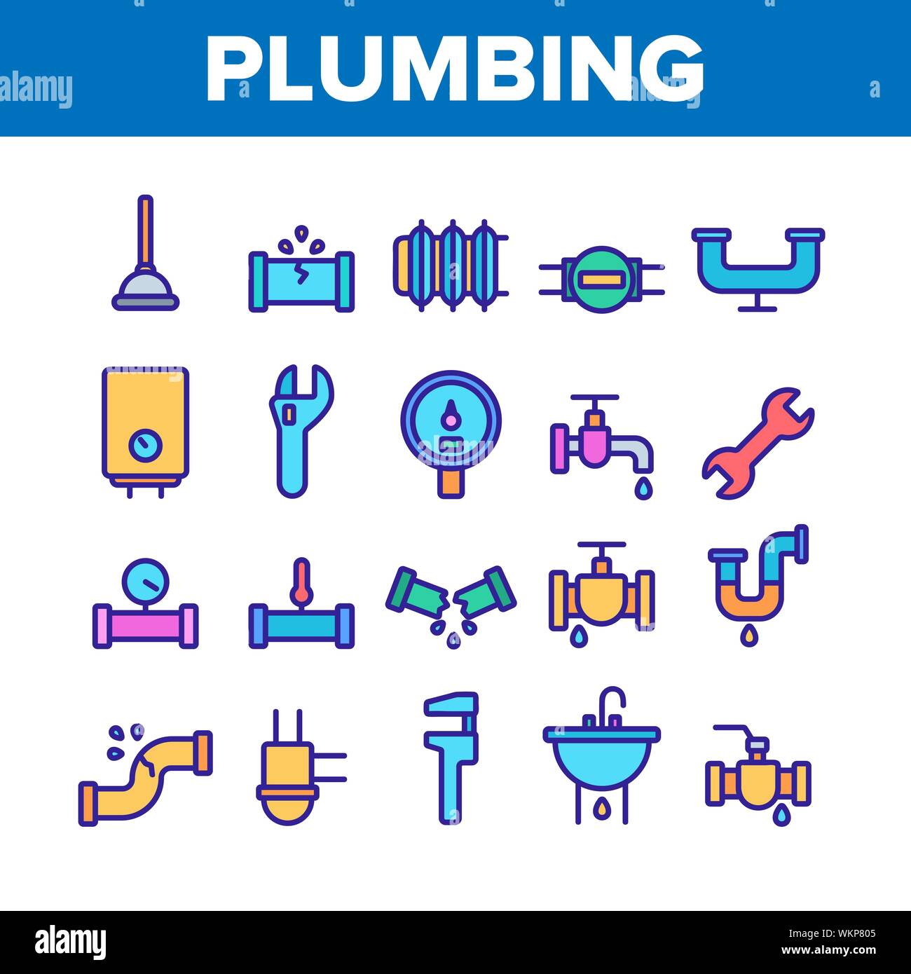 Collection Plumbing Fixtures Vector Icons Set Stock Vector Image & Art ...