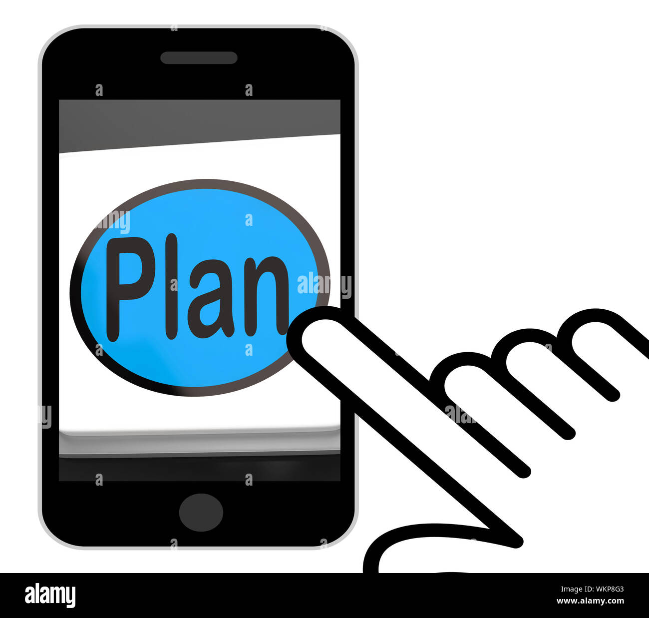 Plan Button Displaying Objectives Planning And Organizing Stock Photo ...