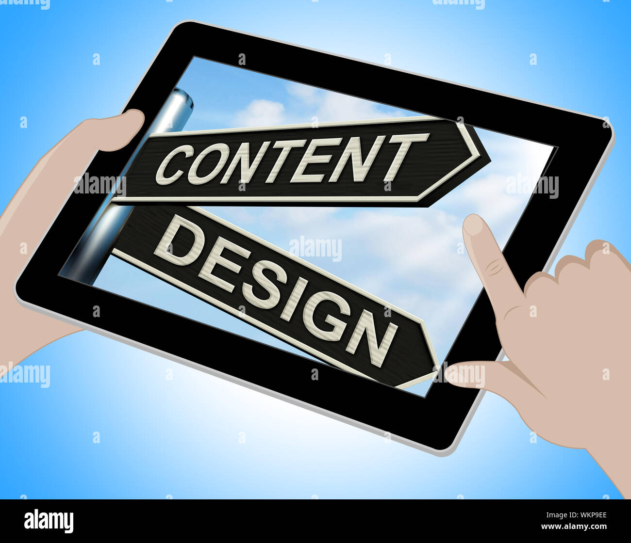 Content Design Tablet Meaning Message And Graphics Stock Photo - Alamy