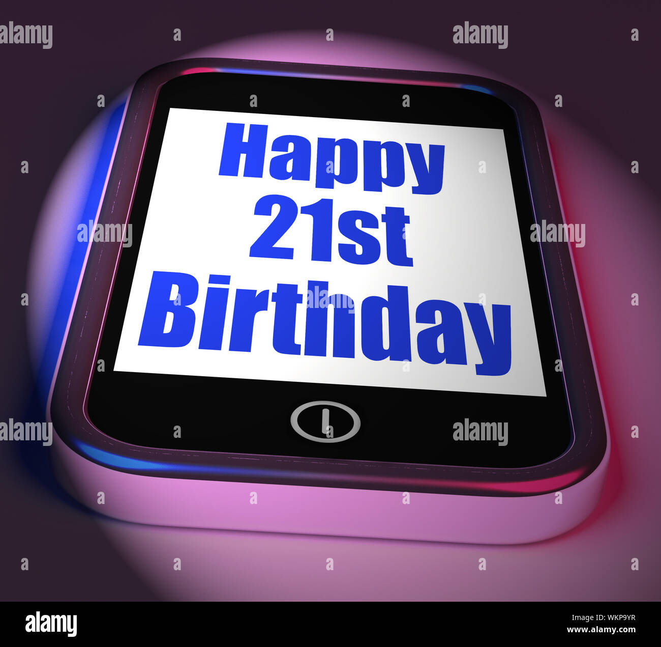 Happy 21st Birthday On Phone Displaying Twenty First One Stock Photo