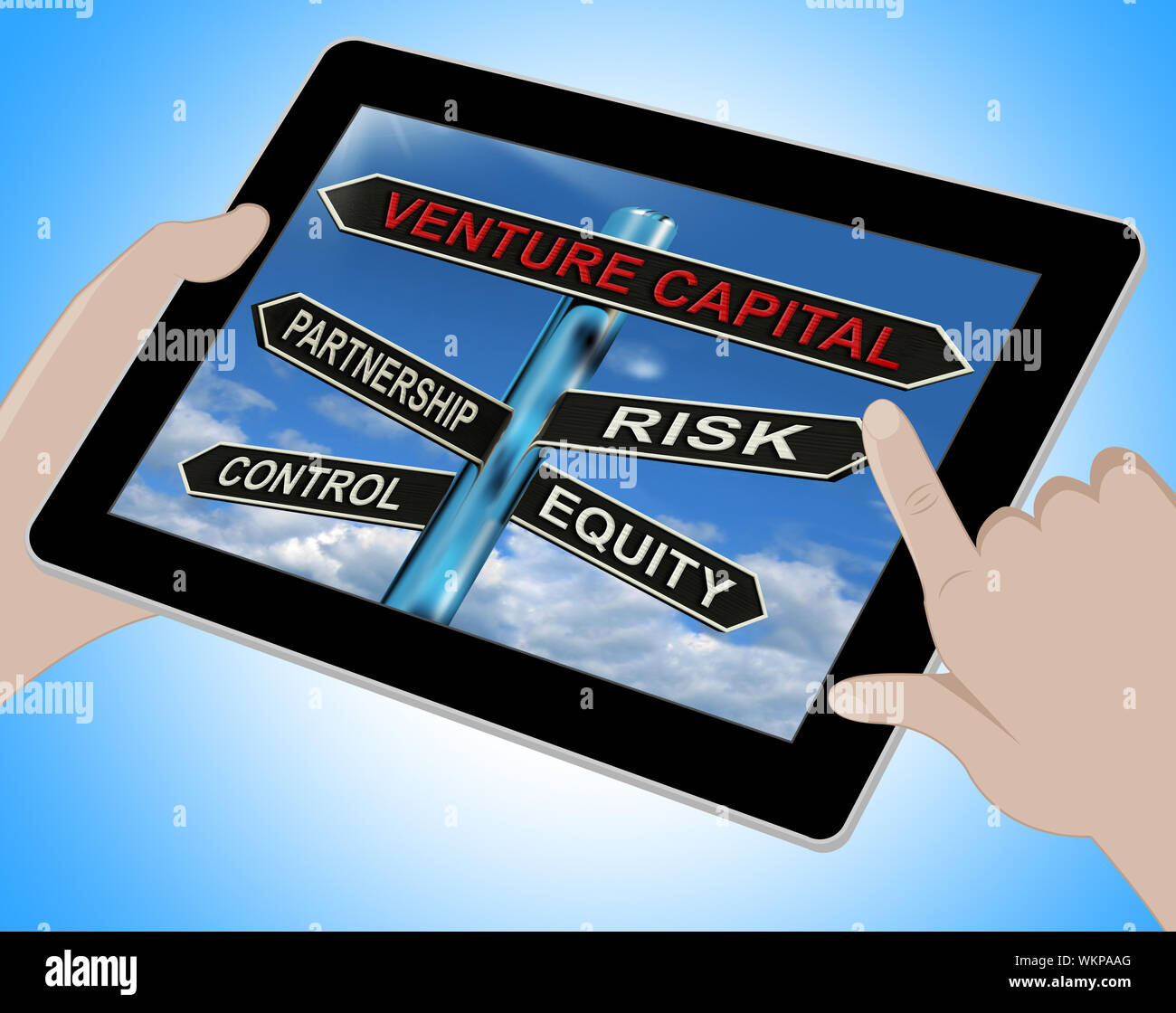 Venture Capital Tablet Showing Partnership Risk Control And Equity ...