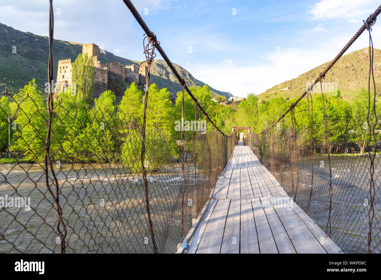 Suspension bridge over the Kura River in the SamtskheJavakheti