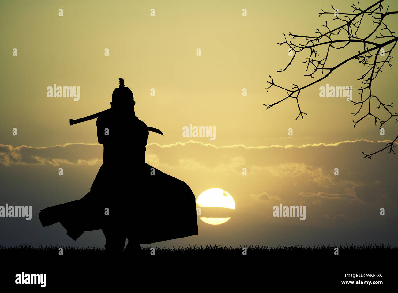 Samurai with sword Stock Photo - Alamy