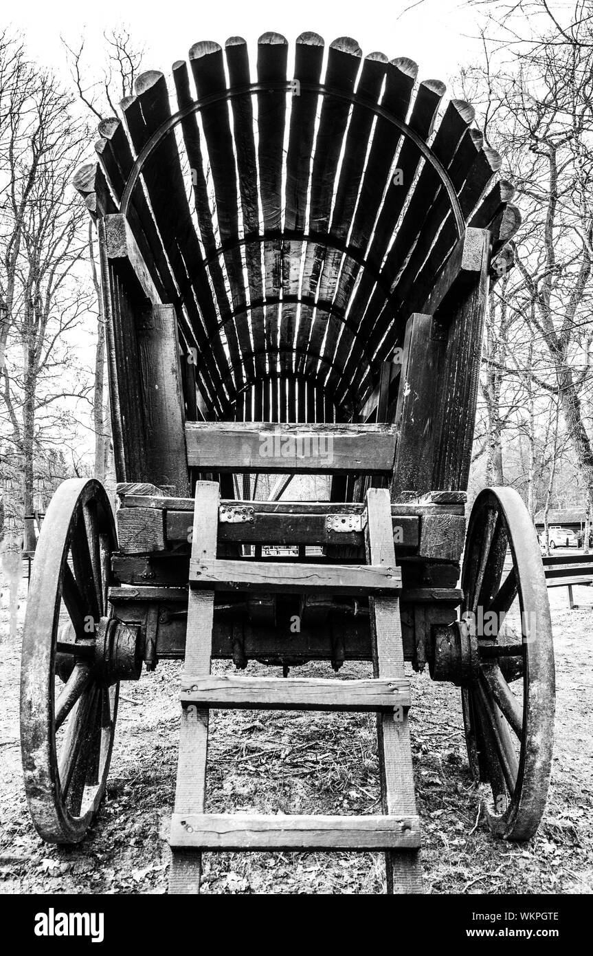 Old Wooden Wagon Wheel Stock Photo Alamy