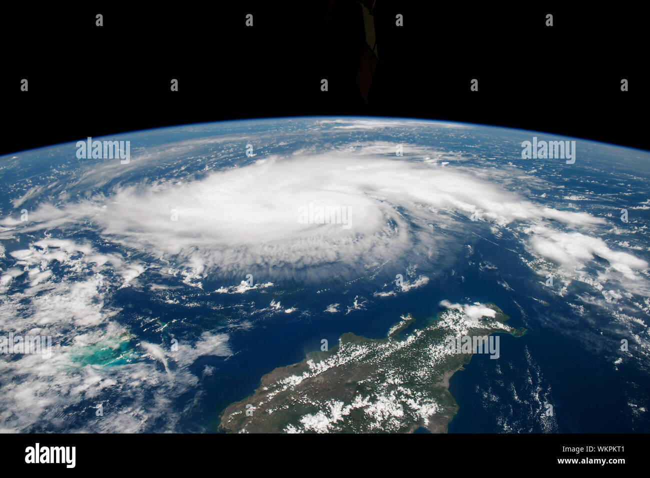 Hurricane Dorian, near Dominican Republic, August 29, 2019, 2:05 p.m. Eastern Daylight Time, by NASA/DPA Stock Photo