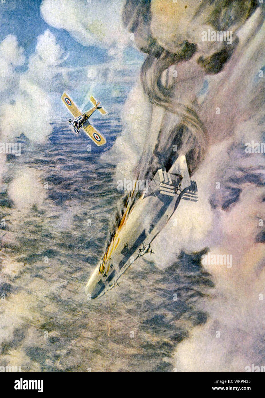 REGINALD WARNEFOPRD,VC (1891-1915) Royal Navy Airforce pilot shooting down German airship LZ37 over Belgium on 7 June 1915 Stock Photo