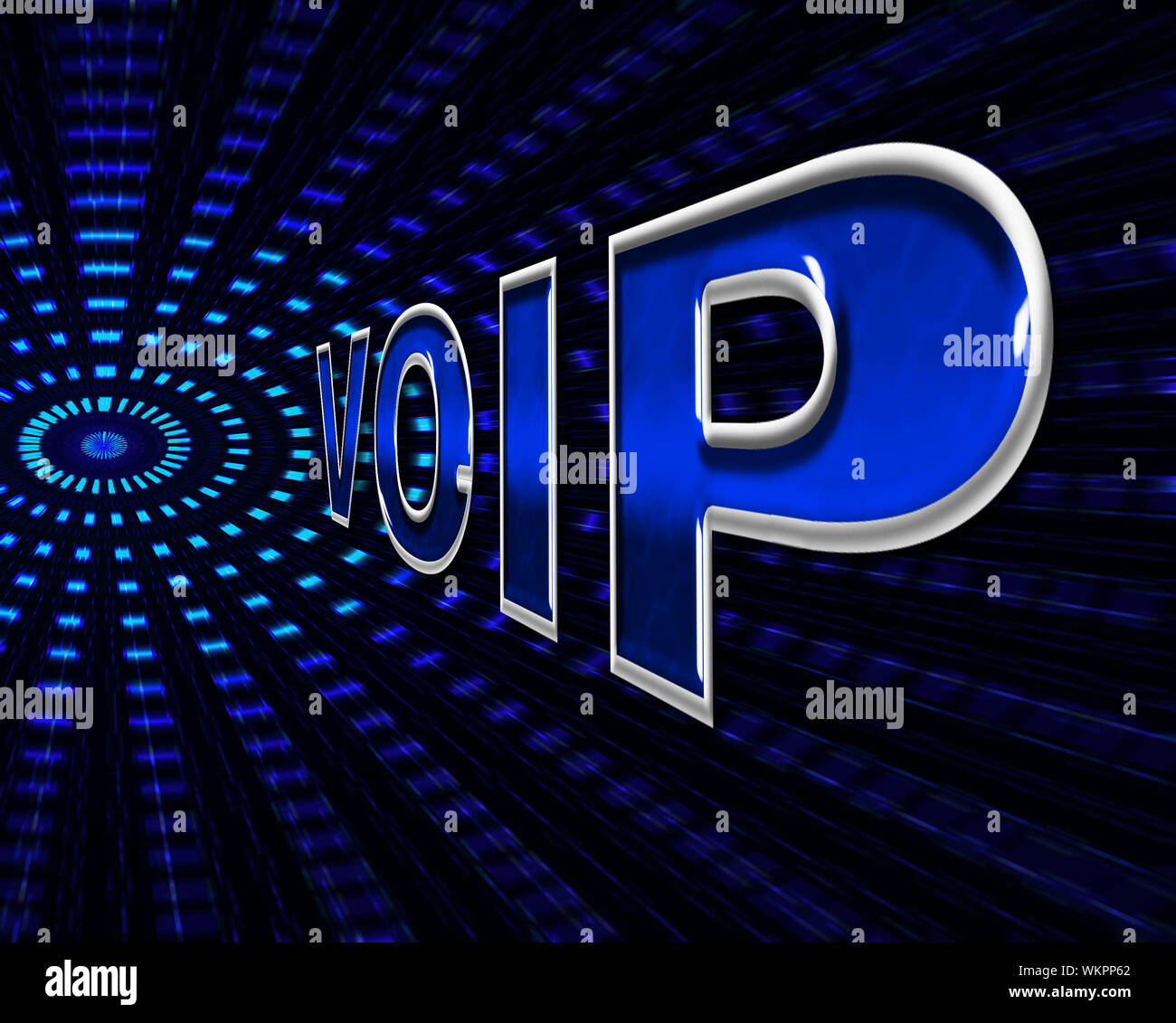 Voip Telephony Indicating Voice Over Broadband And Computer Stock Photo