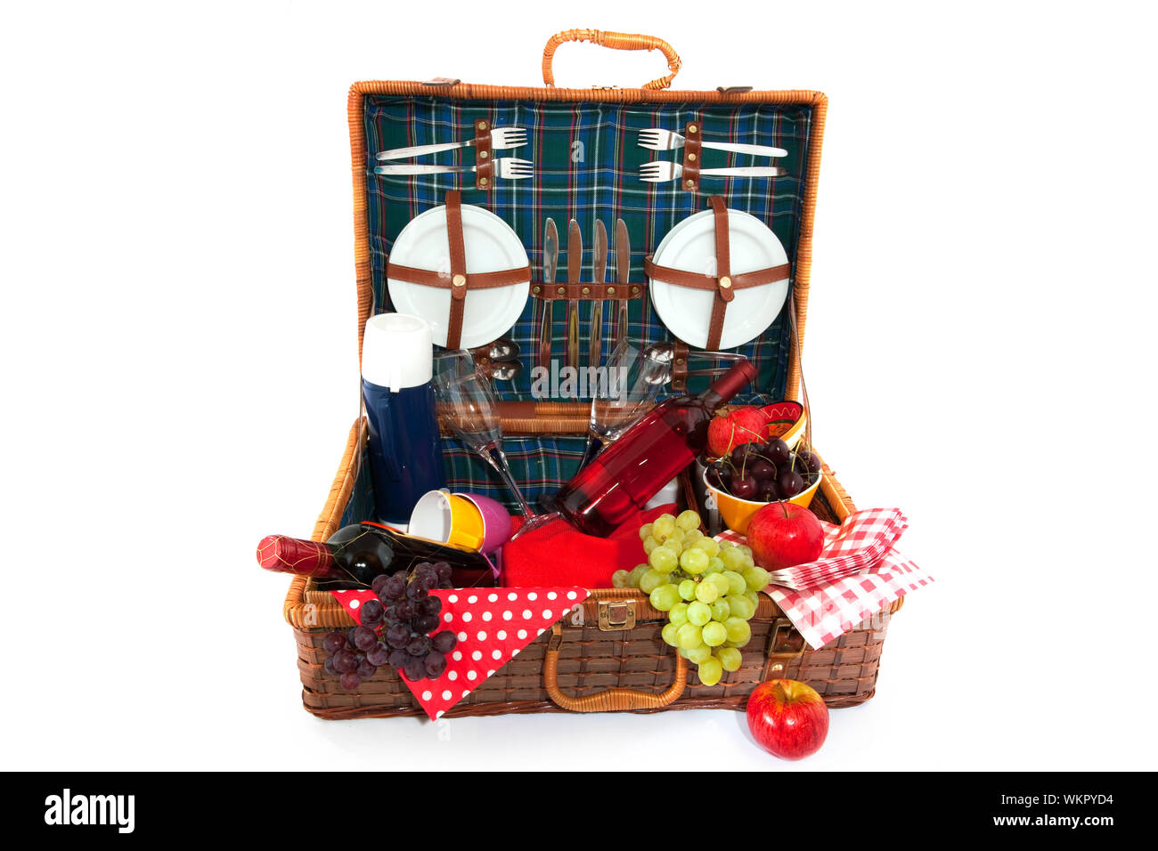 Good filled picnic basket for eating outdoor Stock Photo Alamy
