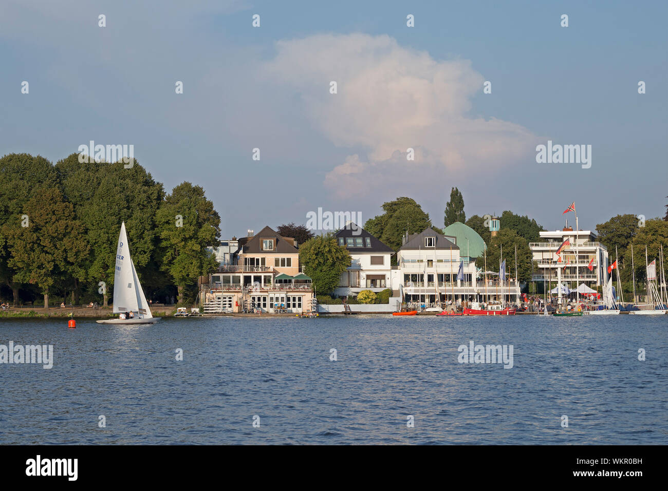 buildings at the Eastern lakefront, Outer Alster, Hamburg, Germany Stock Photo
