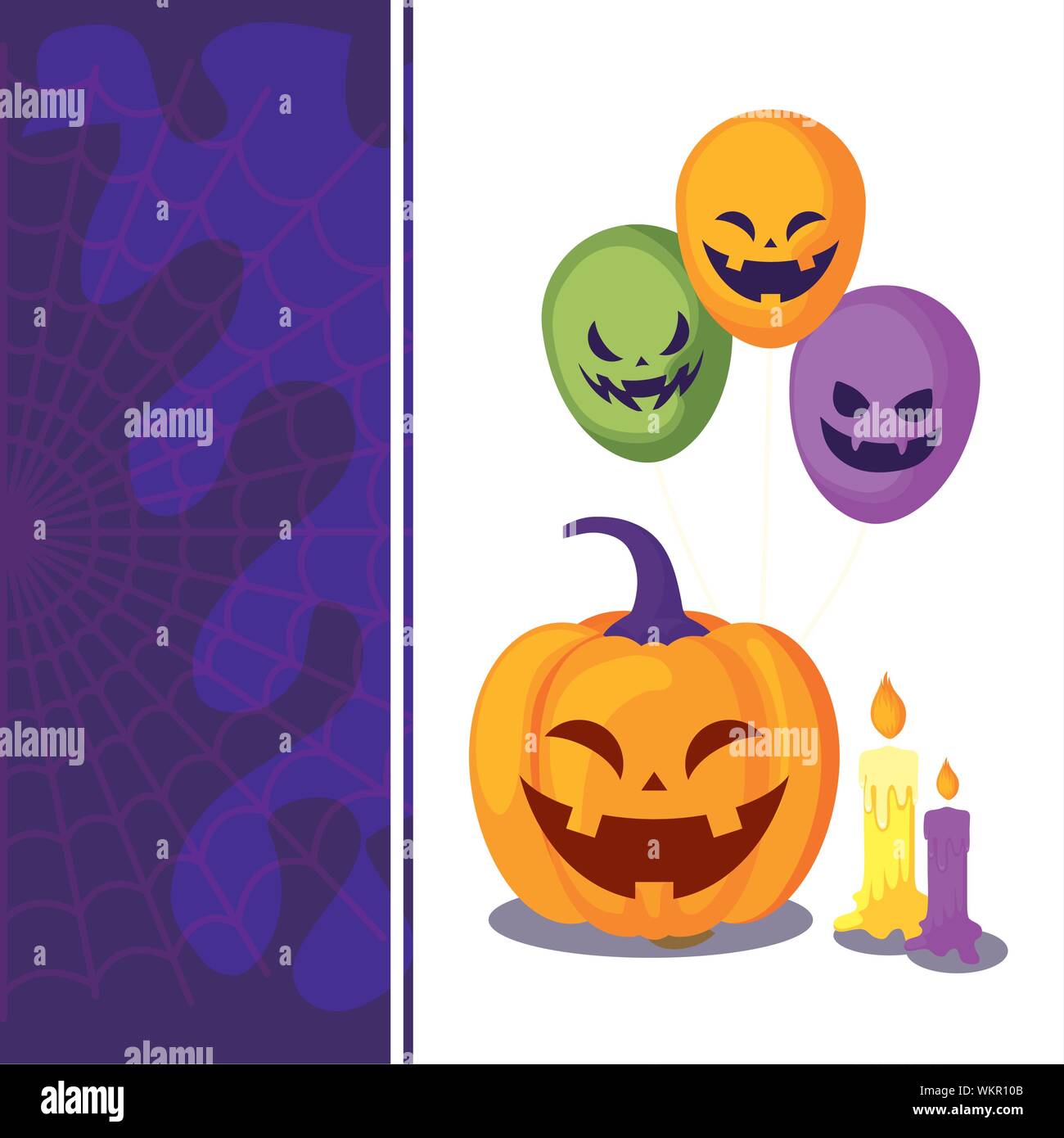 pumpkin with icons in scene halloween vector illustration design Stock ...