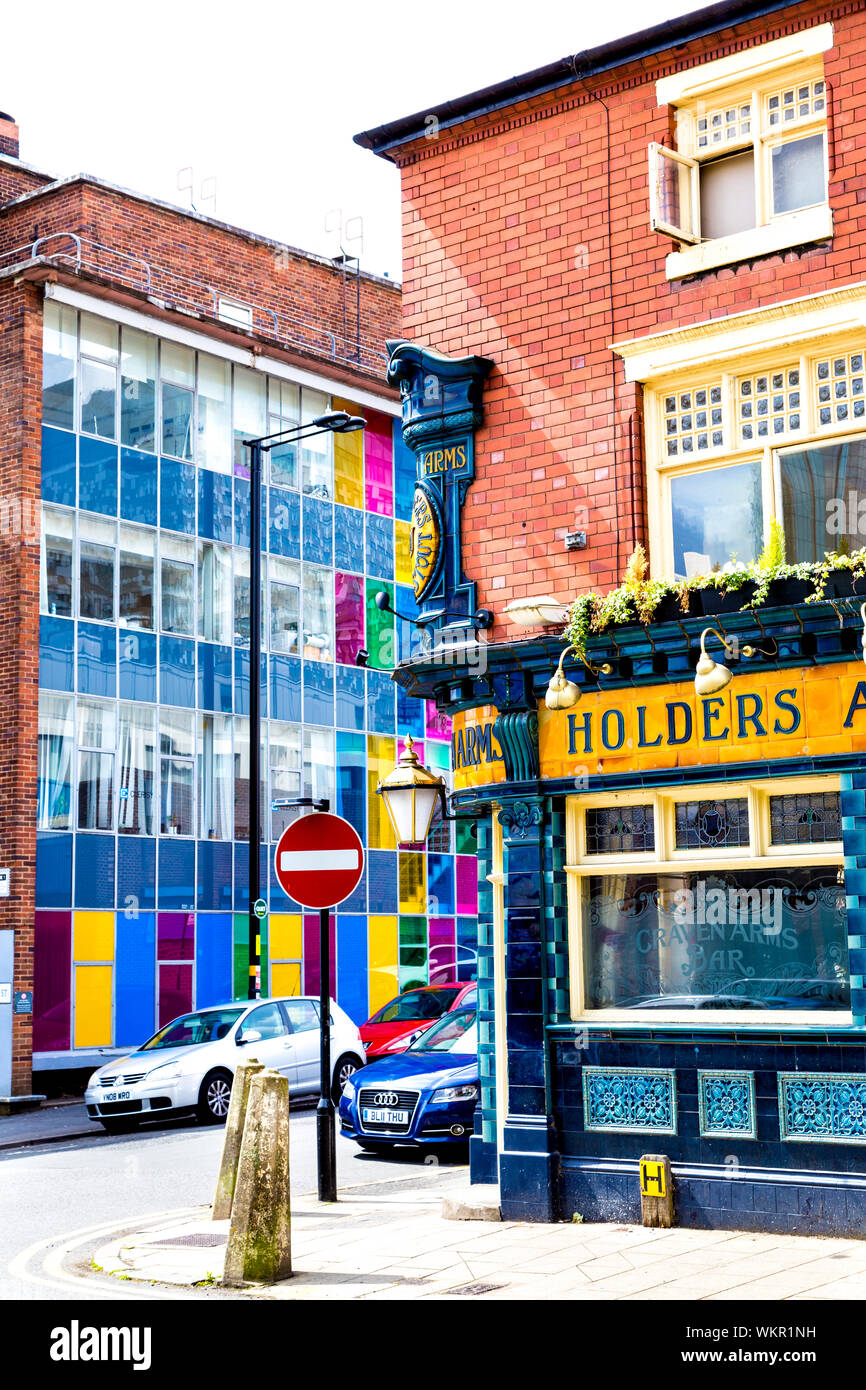 Colourful architecture in Birmingham, The Craven Arms pub exterior, Birmingham, UK Stock Photo