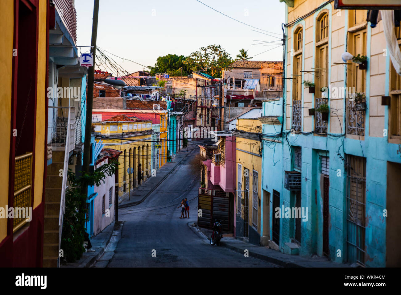 Colorful street and houses in Santiago de Cuba Stock Photo Alamy