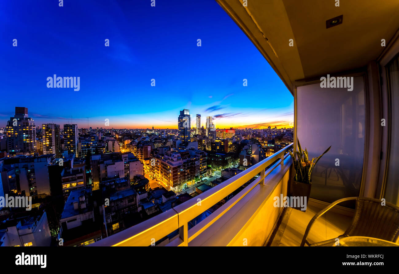 Dusk View On The Skyline Of The City From A Balcony Of A High Rise Apartment In Buenos Aires Argentina Stock Photo Alamy