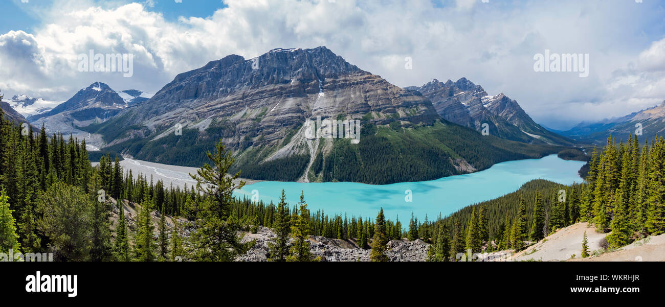 Aerial view of the beautiful Peyto Lake at Banff National Park, Canada ...