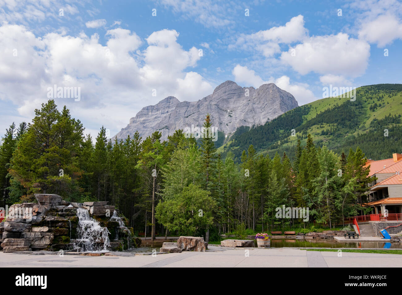 Exterior view of the Kananaskis Mountain Lodge at Banff, Canada Stock Photo