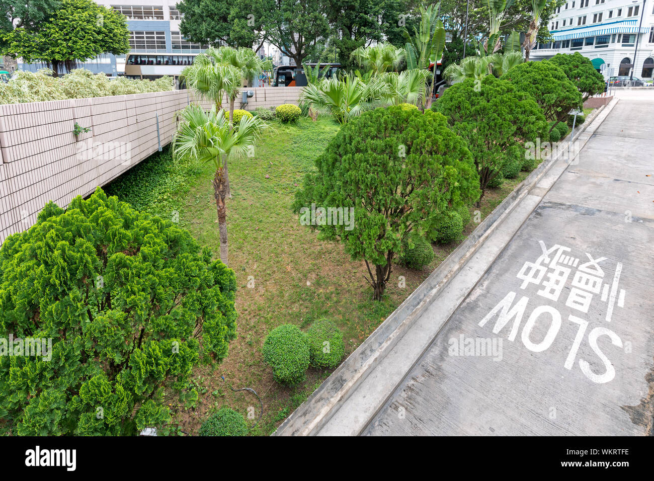 Small Triangular Shape Park in Hong Kong Stock Photo