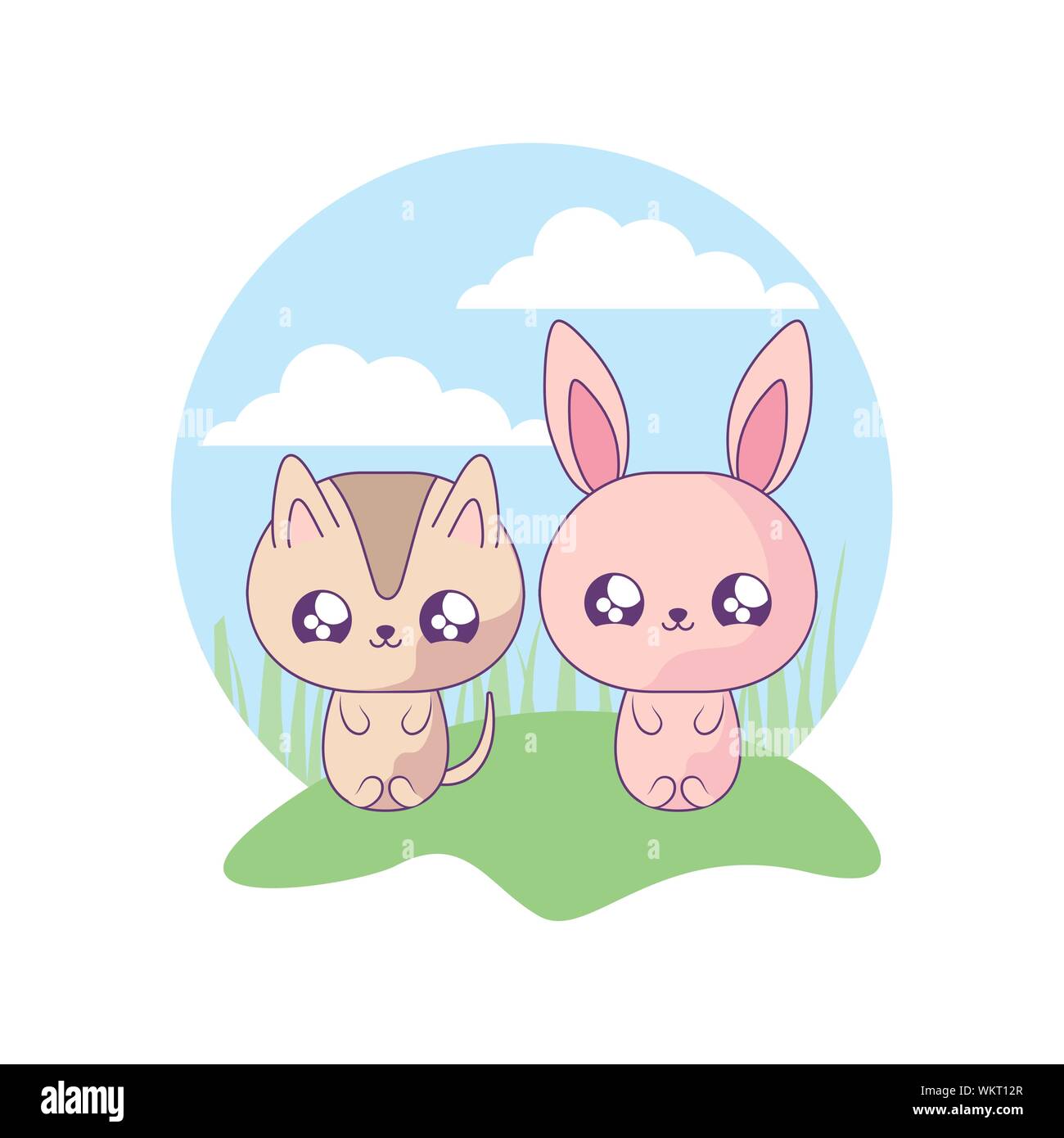 Cute Cat With Rabbit Baby Animals Kawaii Vector Illustration Design Stock Vector Image Art Alamy Cute Cat With Rabbit Baby Animals Kawaii Vector Illustration Design Stock Vector Image Art Alamy