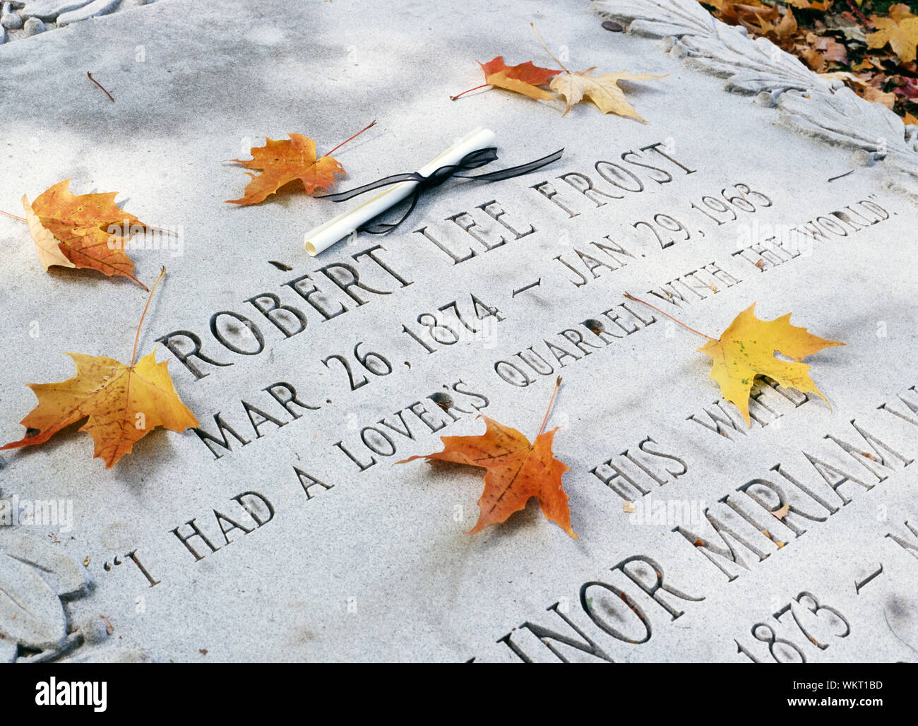 Robert Frost gravesite in autumn Stock Photo