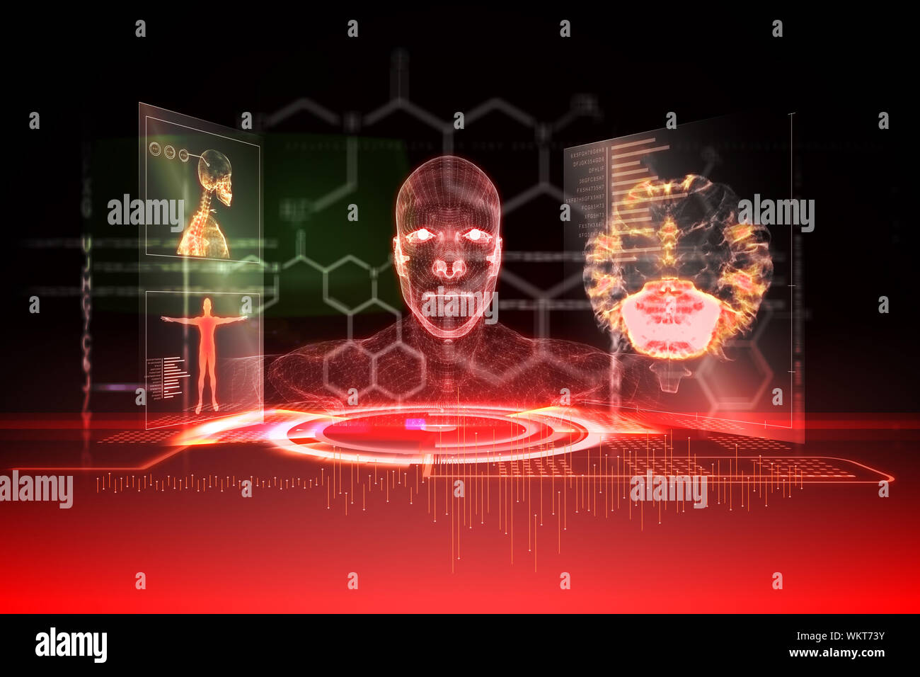 Digitally generated medical interface in red and black Stock Photo