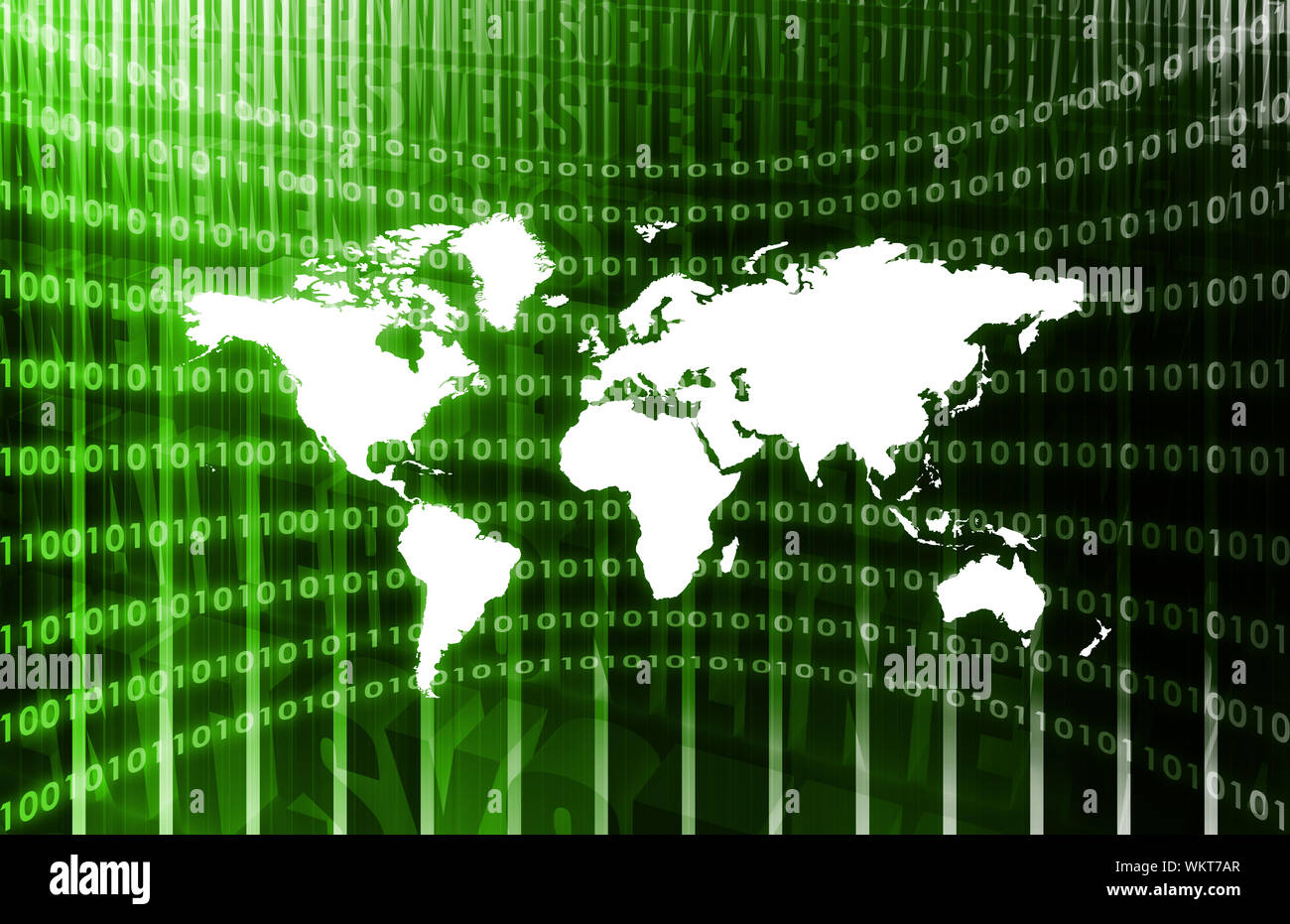 Global Business System on a Green Background Stock Photo