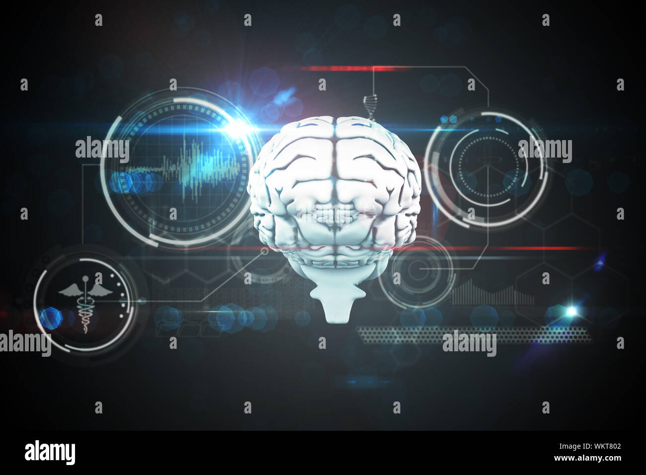 Digitally generated medical biology interface in black Stock Photo