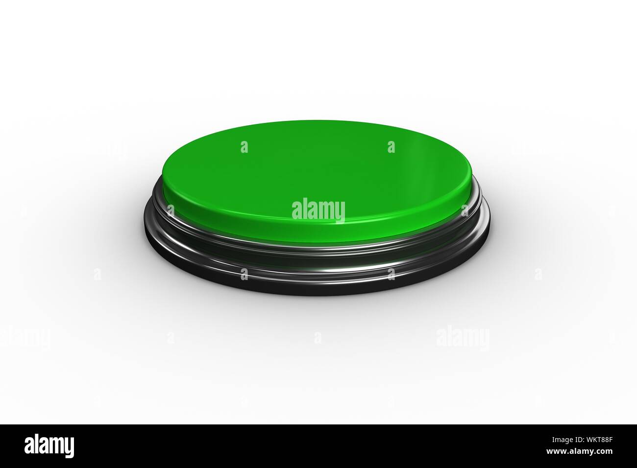 Digitally generated green push button on white background Stock Photo